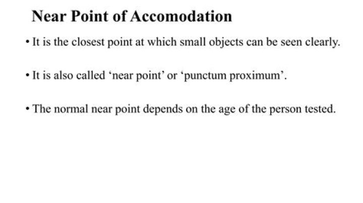 What is normal near point of accommodation?