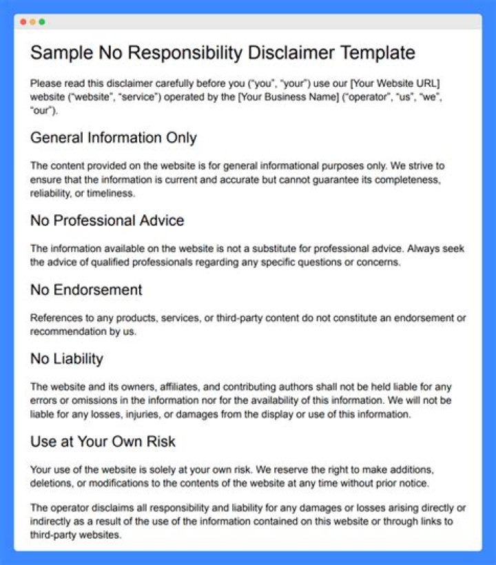 What is not responsible disclaimer?