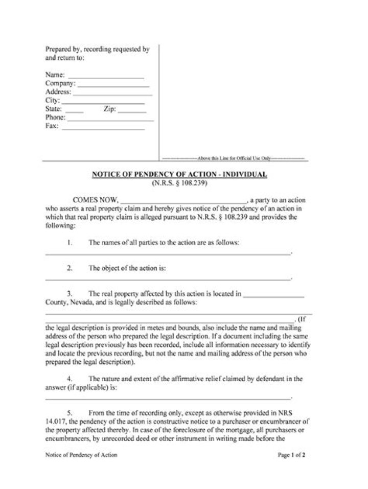 What is notice of pendency of action?