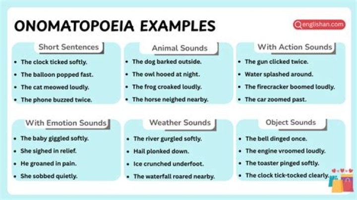 What is onomatopoeia give 5 examples?