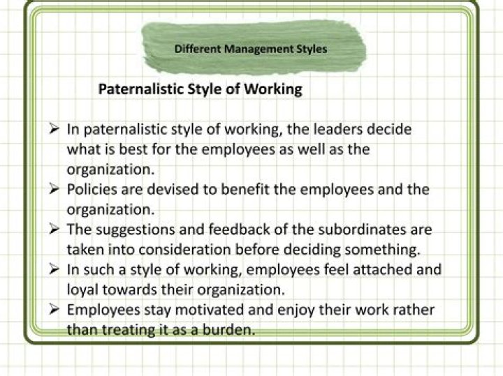 What is paternalistic style of working?