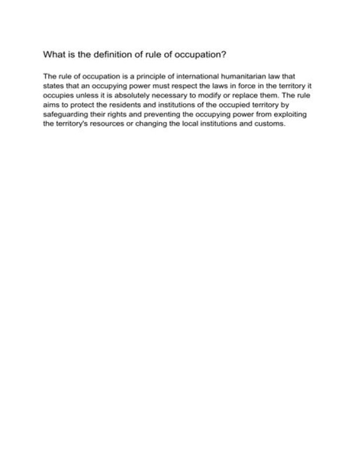 What is rule of occupation definition?