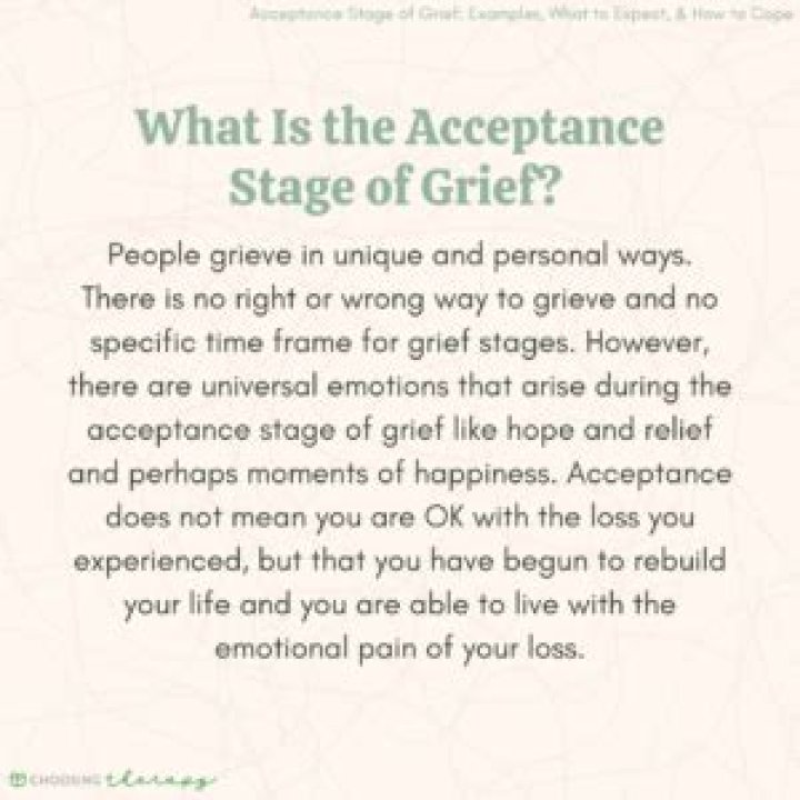 What is the acceptance stage of grief?