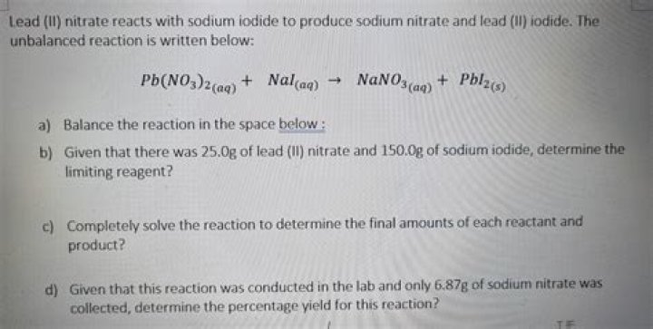What is the balanced equation of decomposition of lead nitrate?