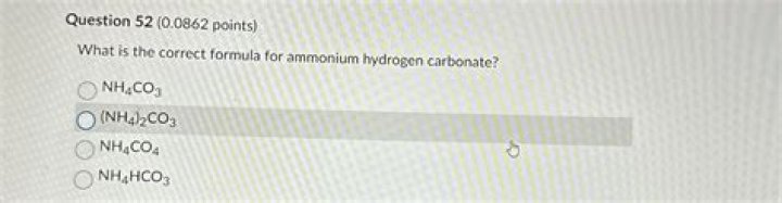 What is the correct formula for ammonium hydrogen carbonate?