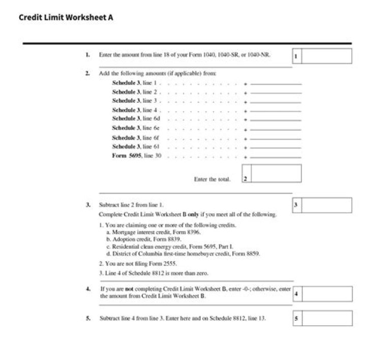 What is the credit limit Worksheet Form 8863?