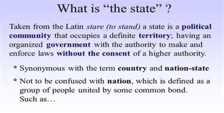 What is the definition of state in political science?