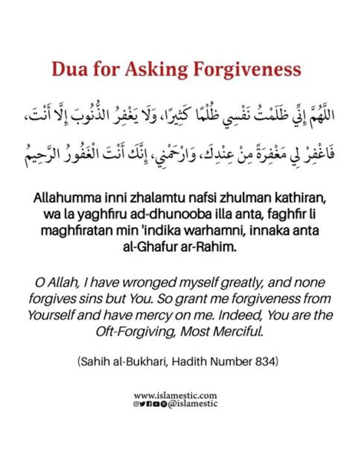 What is the DUA for asking Allah for forgiveness?