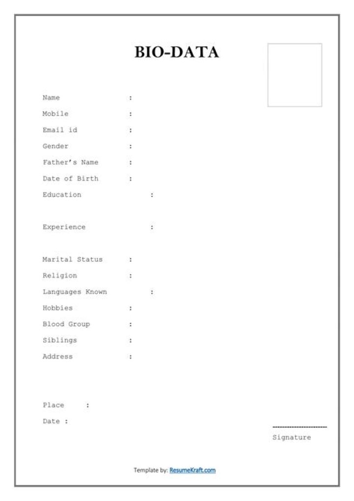 What is the example of bio data?
