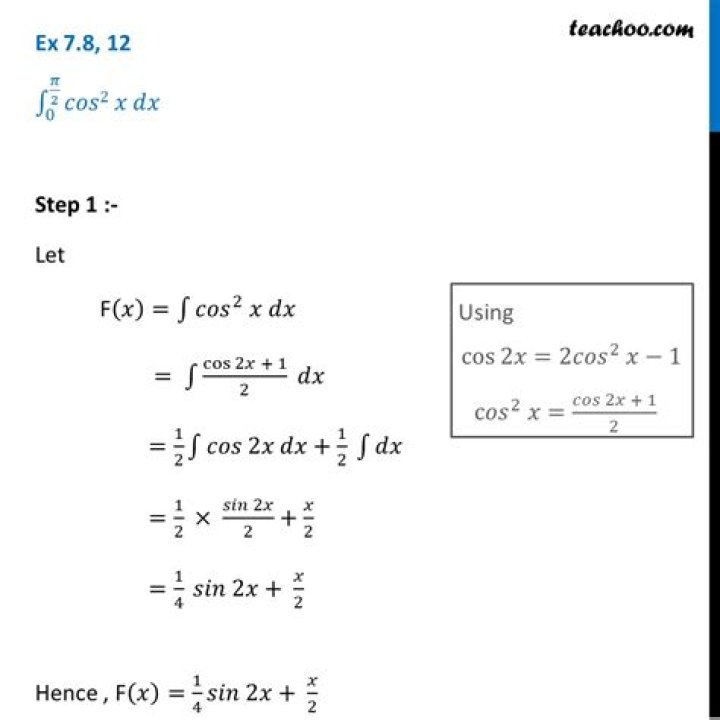 What is the integration of cos2x DX?