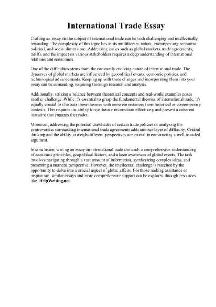 What is the international trade essay?