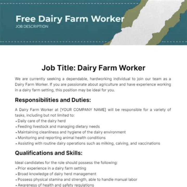 What is the job description of a dairy farmer?