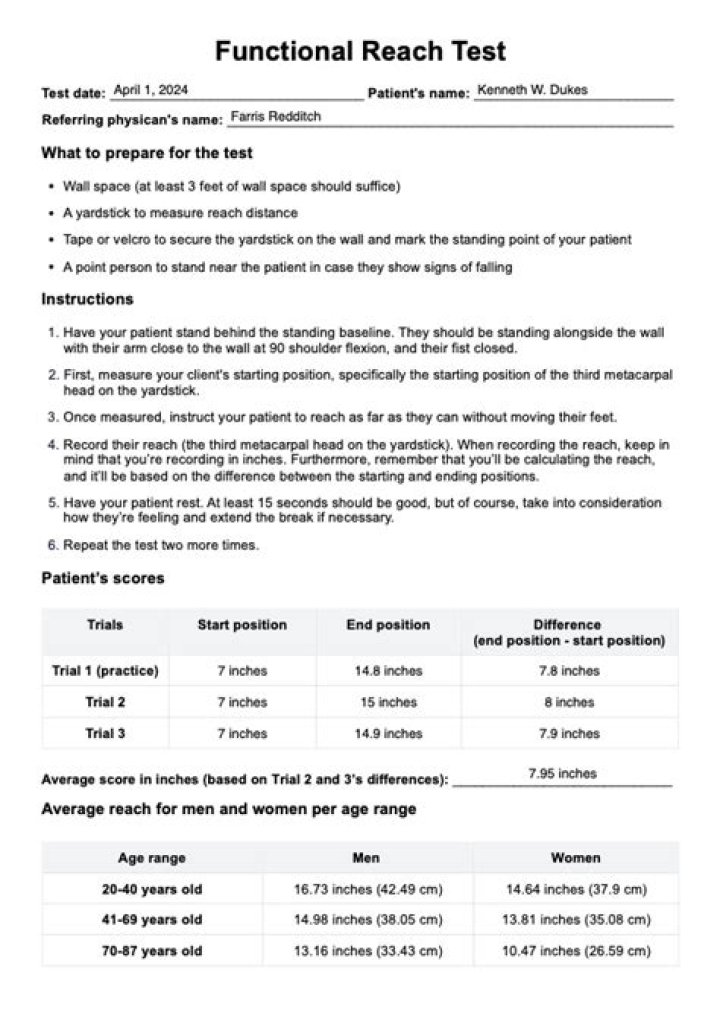 What is the pediatric reach test?