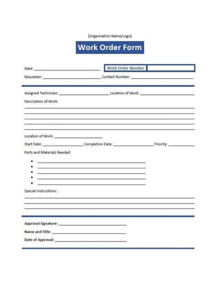What is the purpose of job order work order form?