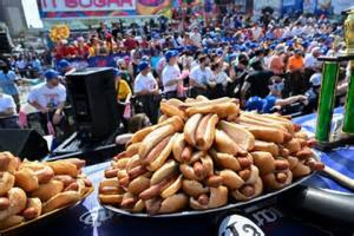 What is the record for most hot dogs eaten?