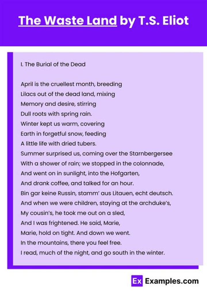 What is the theme of the poem The Waste Land Section I?