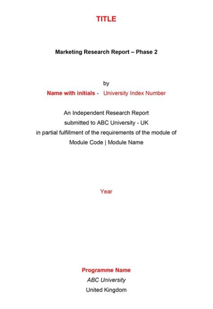 What is title page of a report?