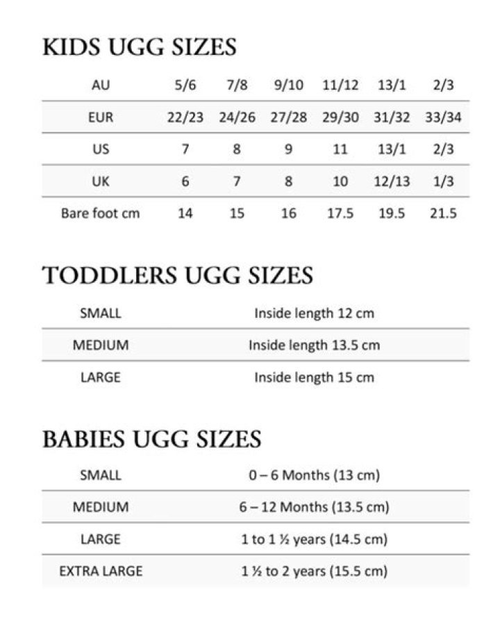 What is ugg big kid size 6?