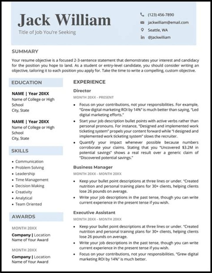 What is Word format for resume?