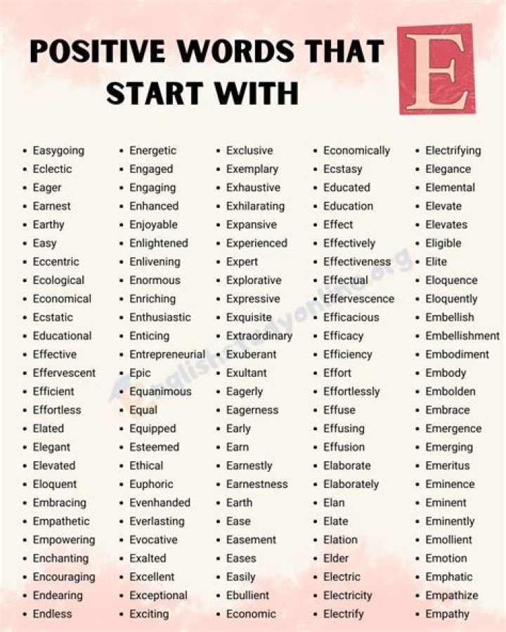 What kind of words start with e?
