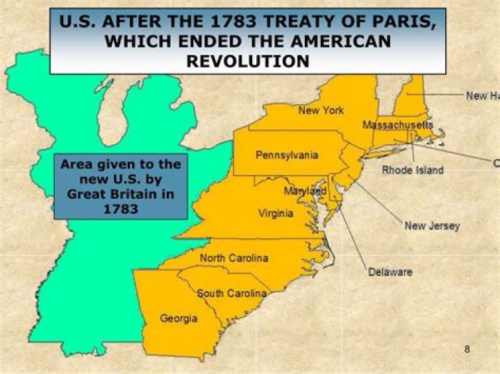 What land did the US gain from the Treaty of Paris 1783?