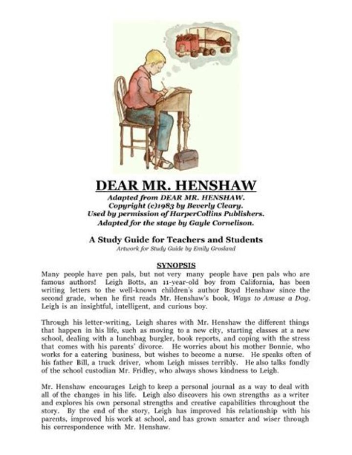 What life lesson can be learned from the book Dear Mr Henshaw?