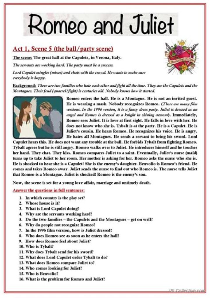 What scene is the ball in Romeo and Juliet?