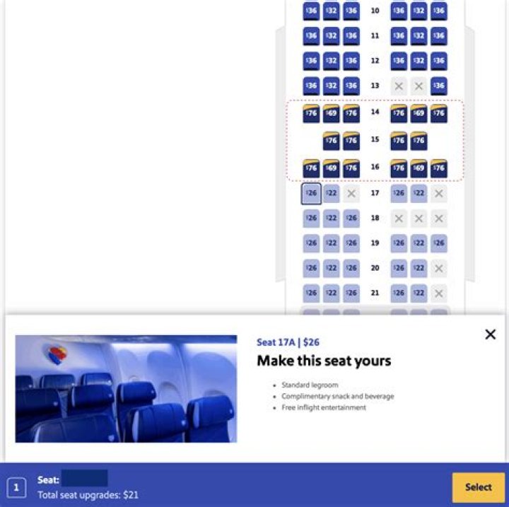 What seat was Southwest passenger in that died?