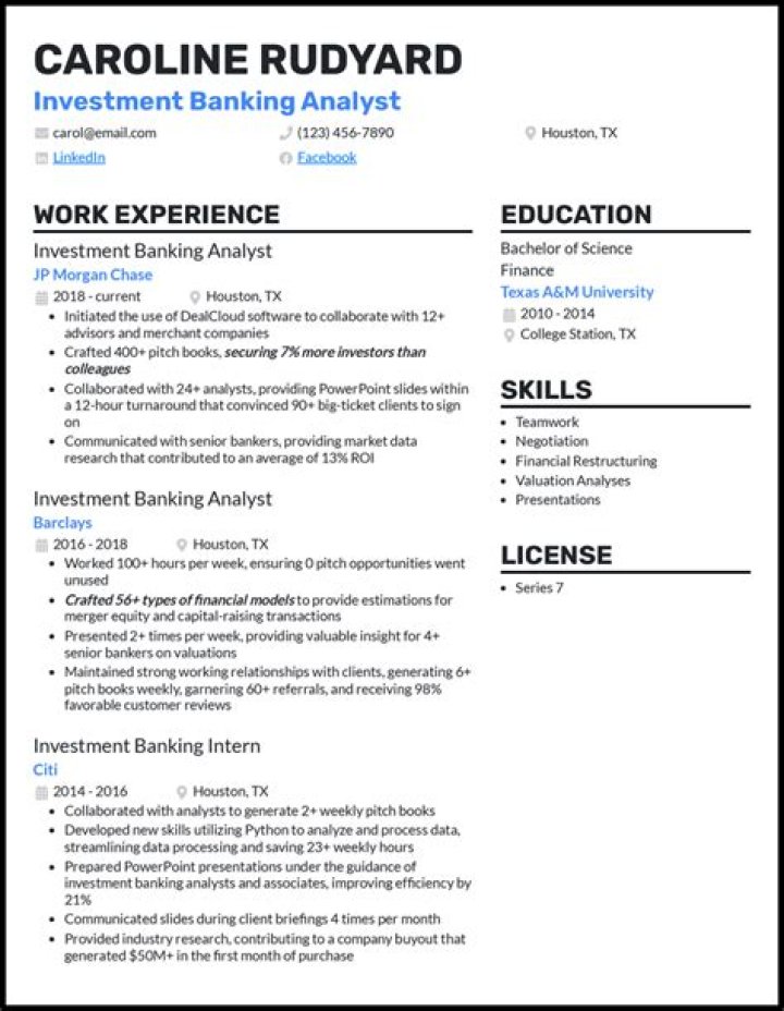 What should I put on my investment banking resume?