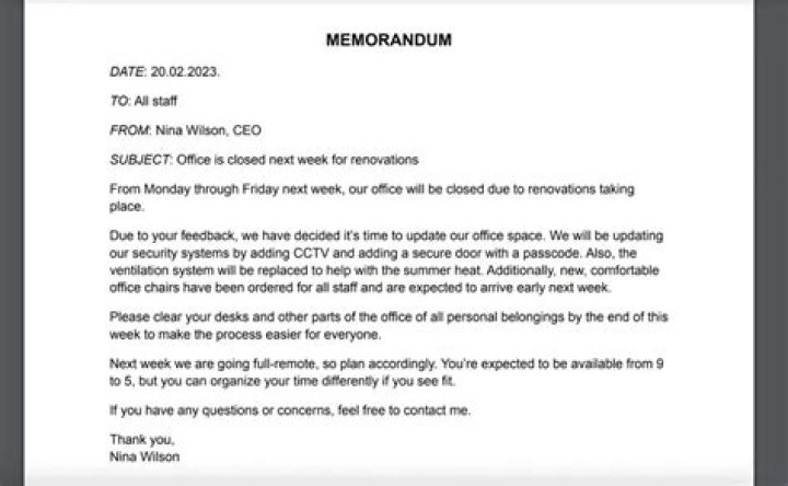 What should you include in a conclusion to a memo letter or e mail?