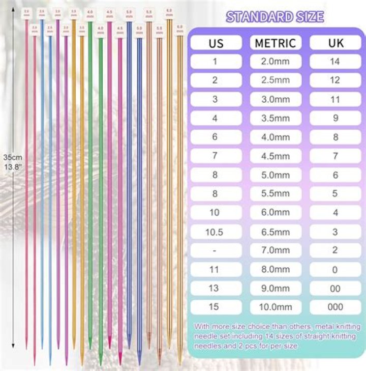 What size is a 50 knitting needle?