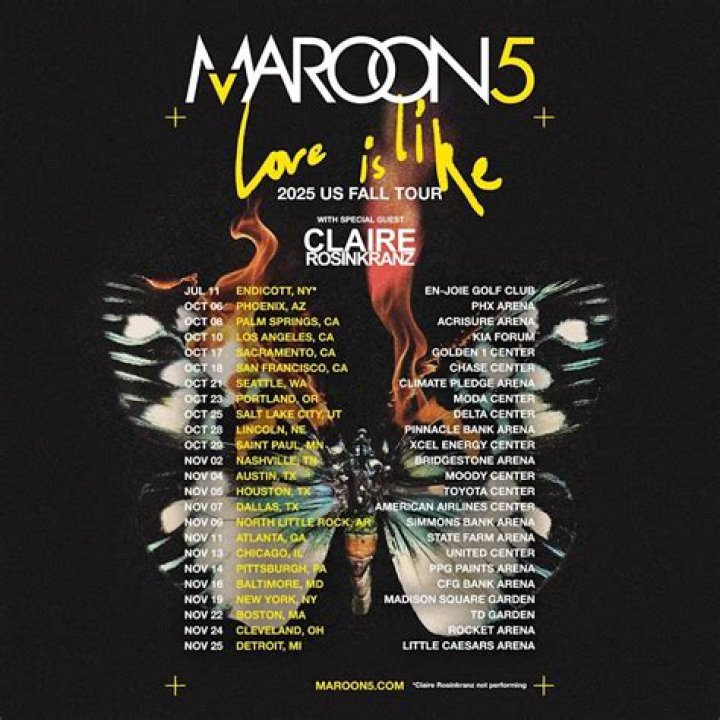 What songs are Maroon 5 playing on tour 2021?