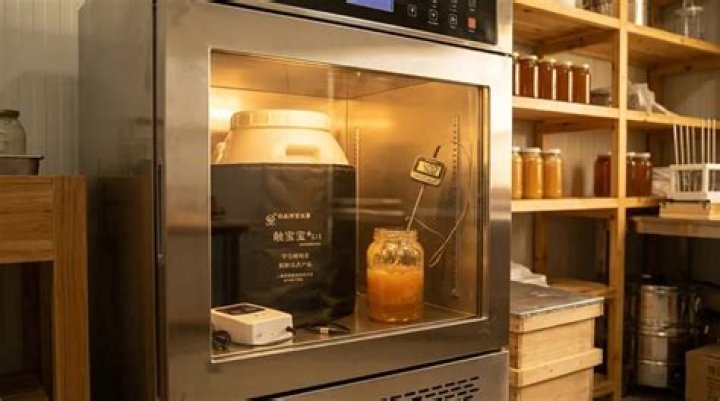 What temperature should a honey warming cabinet be?