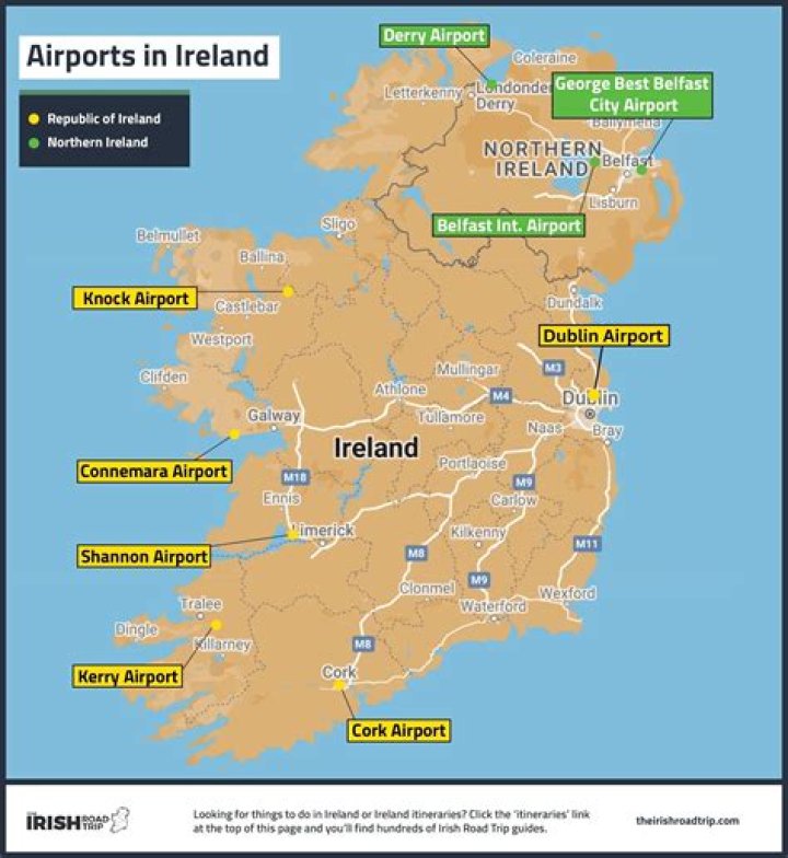 What UK airports fly to Ireland?