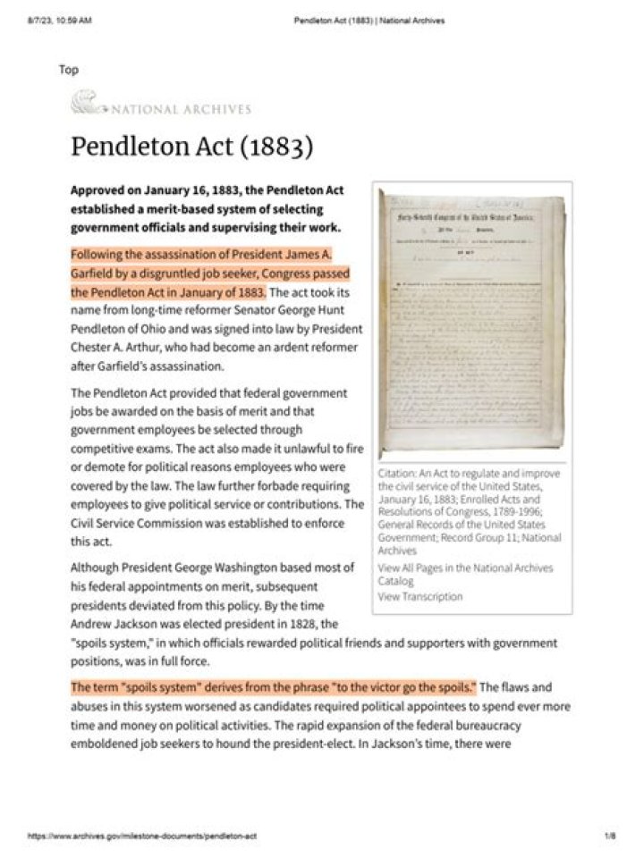 What was the impact of the Pendleton Act quizlet?
