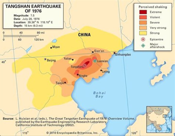 What was the magnitude of the 1976 China earthquake?