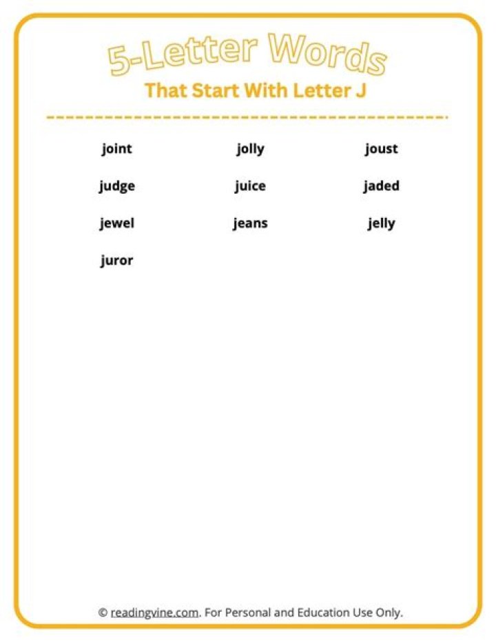 What words can you make with the letter J?
