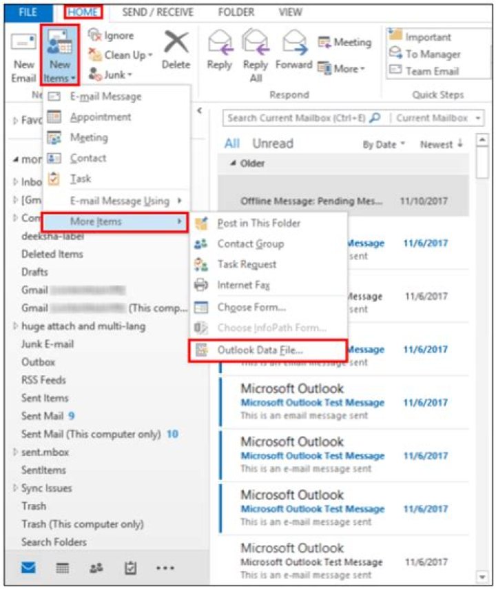 Where are Outlook 2010 PST files stored?