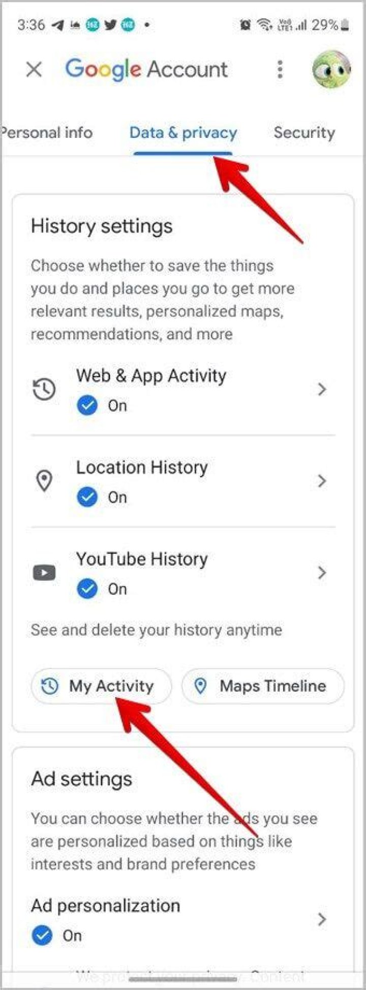 Where can I find all my Google accounts?