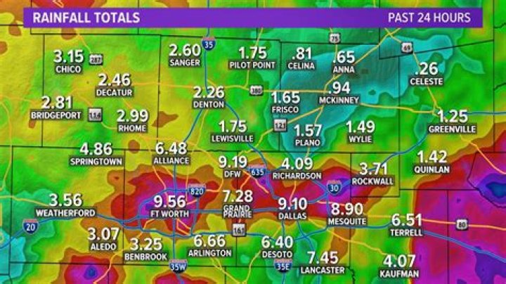 Where did the most rainfall in 24 hours?