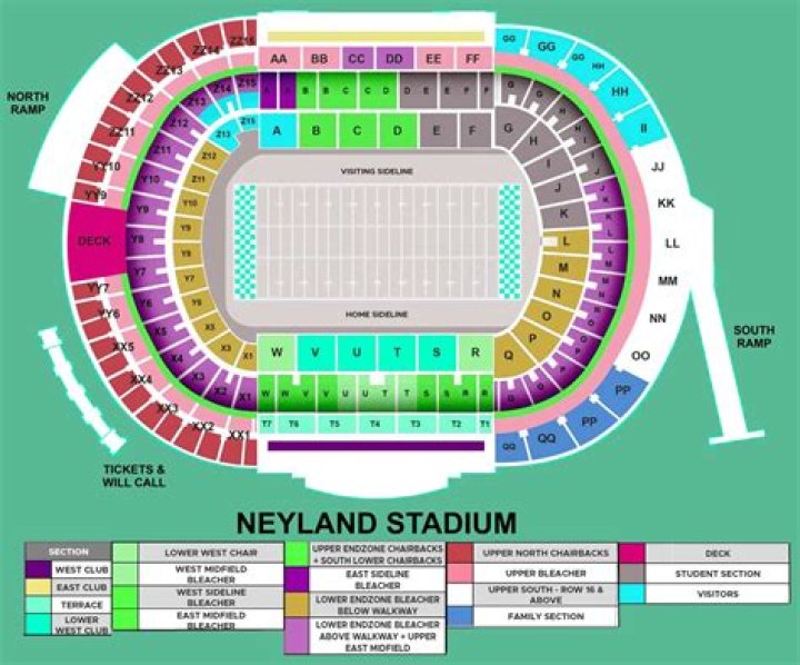 Where do the visitors sit in Neyland Stadium?