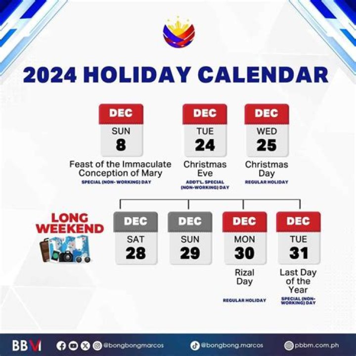 Where is December 8 a holiday?