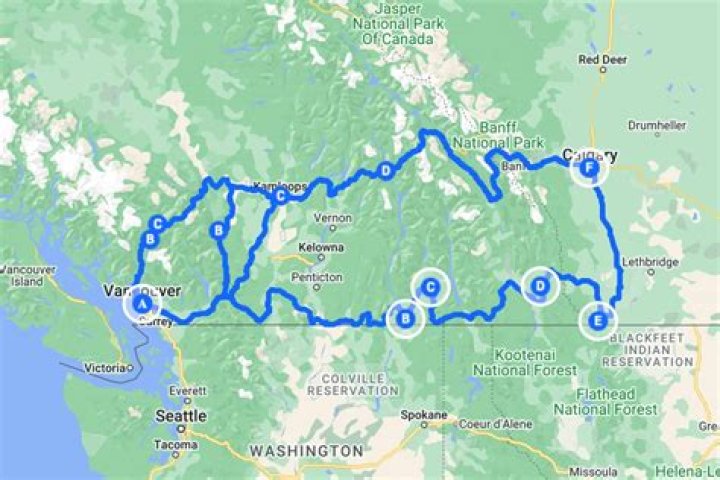 Where should I stop on a road trip from Calgary to Vancouver?