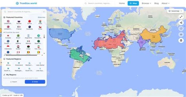 Which map showing actual size of countries?