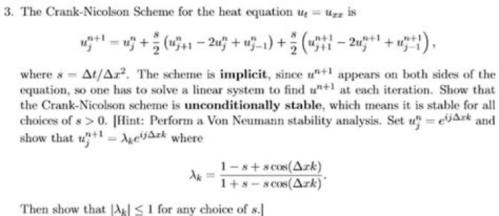 Which of these concerns is the unconditionally stable Crank Nicolson scheme for?