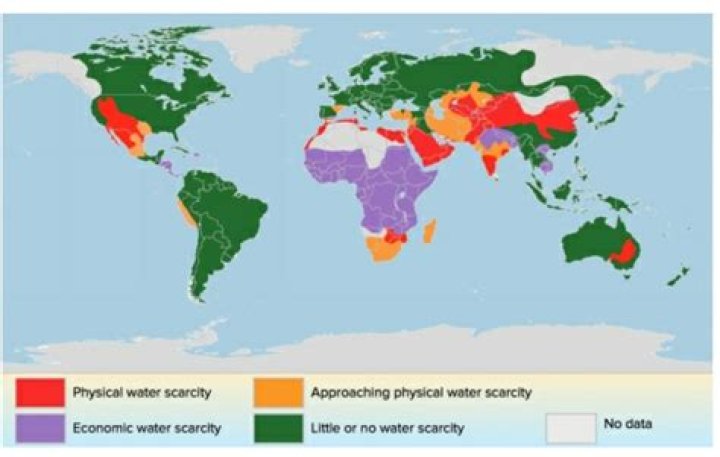 Which one of these countries is most likely to face physical water scarcity in 2025?