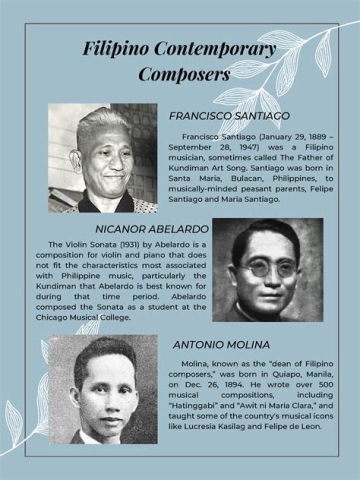 Who are the 10 famous Filipino contemporary music composers?