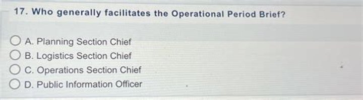 Who generally facilitates the operational period brief quizlet?