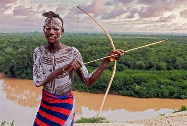 Who uses a bow and arrow?
