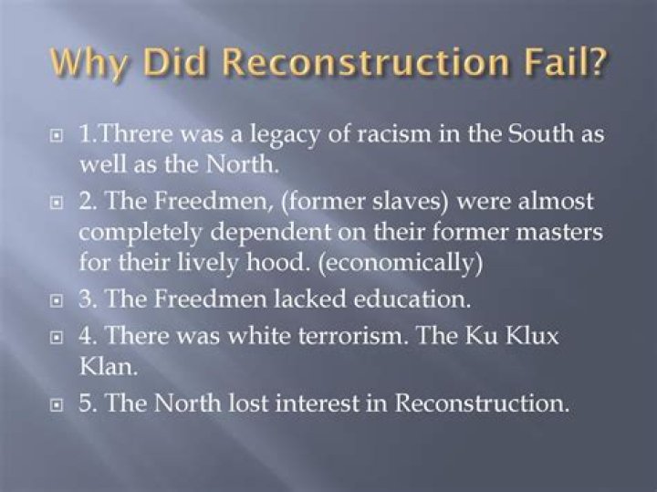 Why did Reconstruction fail in the North?